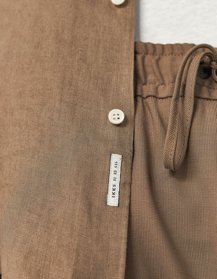 Camisa SLIM café de lino Hombre-4