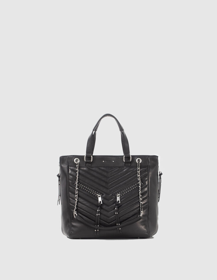 Sac cabas LE 1440 Rock noir cuir clout&eacute; Femme-4