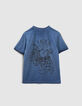 Blaues Jungen-T-Shirt mit Totenkopf auf Flagge hinten-2