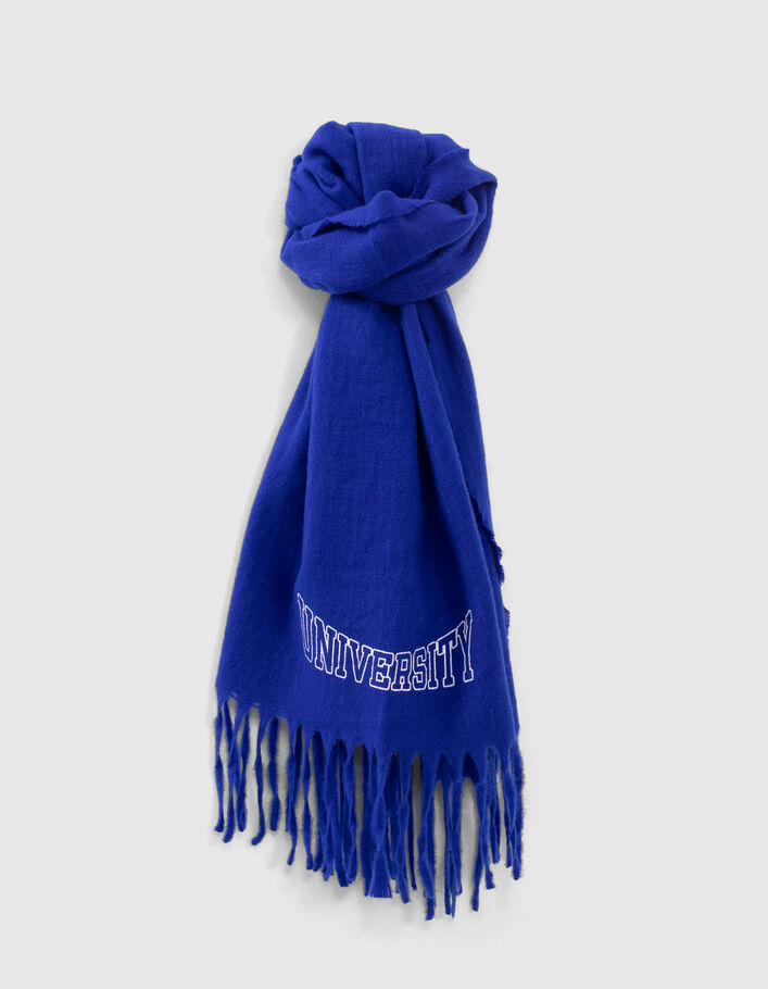 Girls’ electric blue wool fabric scarf, contrasting print  - IKKS