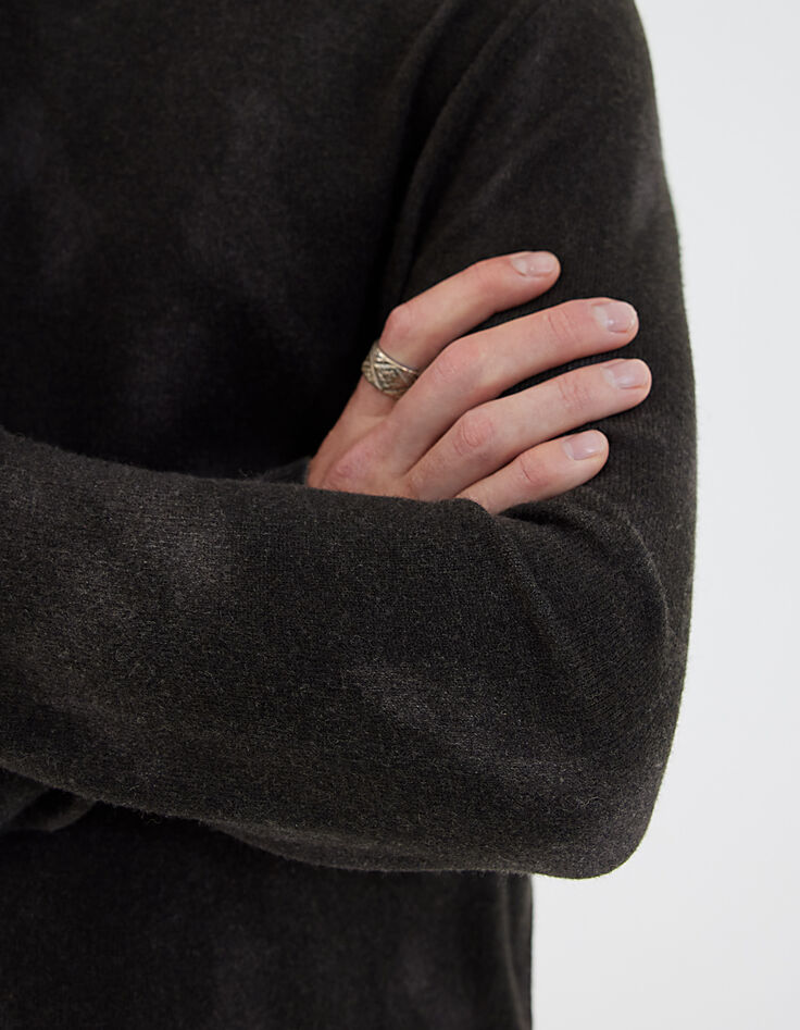 Pull gris anthracite tricot effet camouflage Homme -5 Pull gris anthracite tricot effet camouflage Homme -5