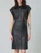 Pure Edition-Vestido sin mangas de cuero negro para mujer-2 Pure Edition-Vestido sin mangas de cuero negro para mujer-2