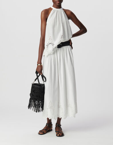 Top ample blanc d&eacute;cor broderie dentelle Femme - IKKS