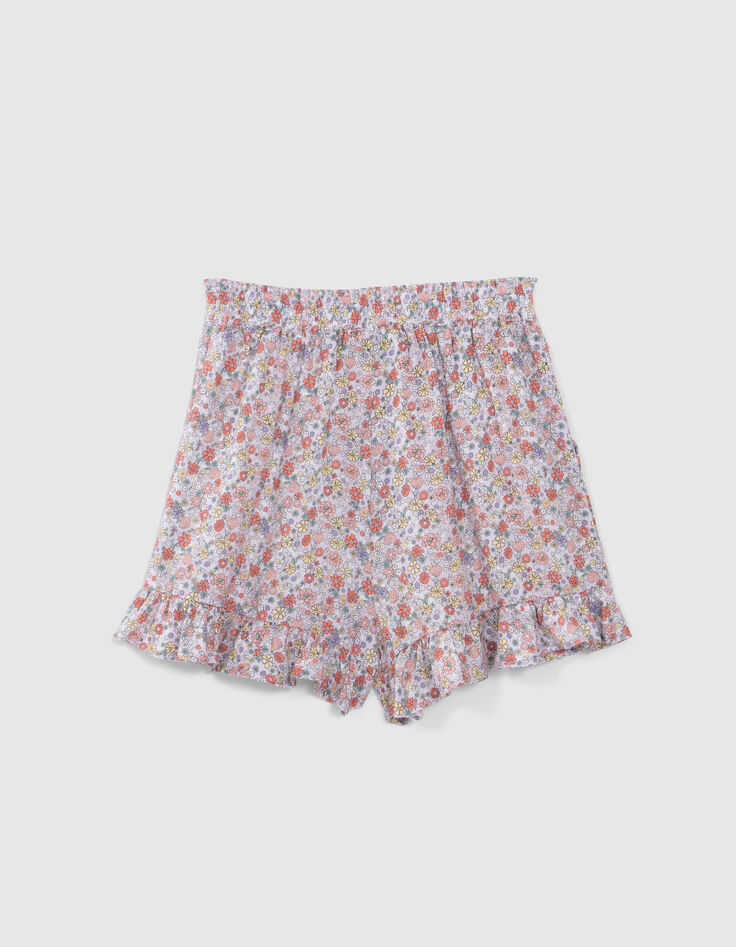 Lila Mädchenshorts mit Flower-Power-Print-3