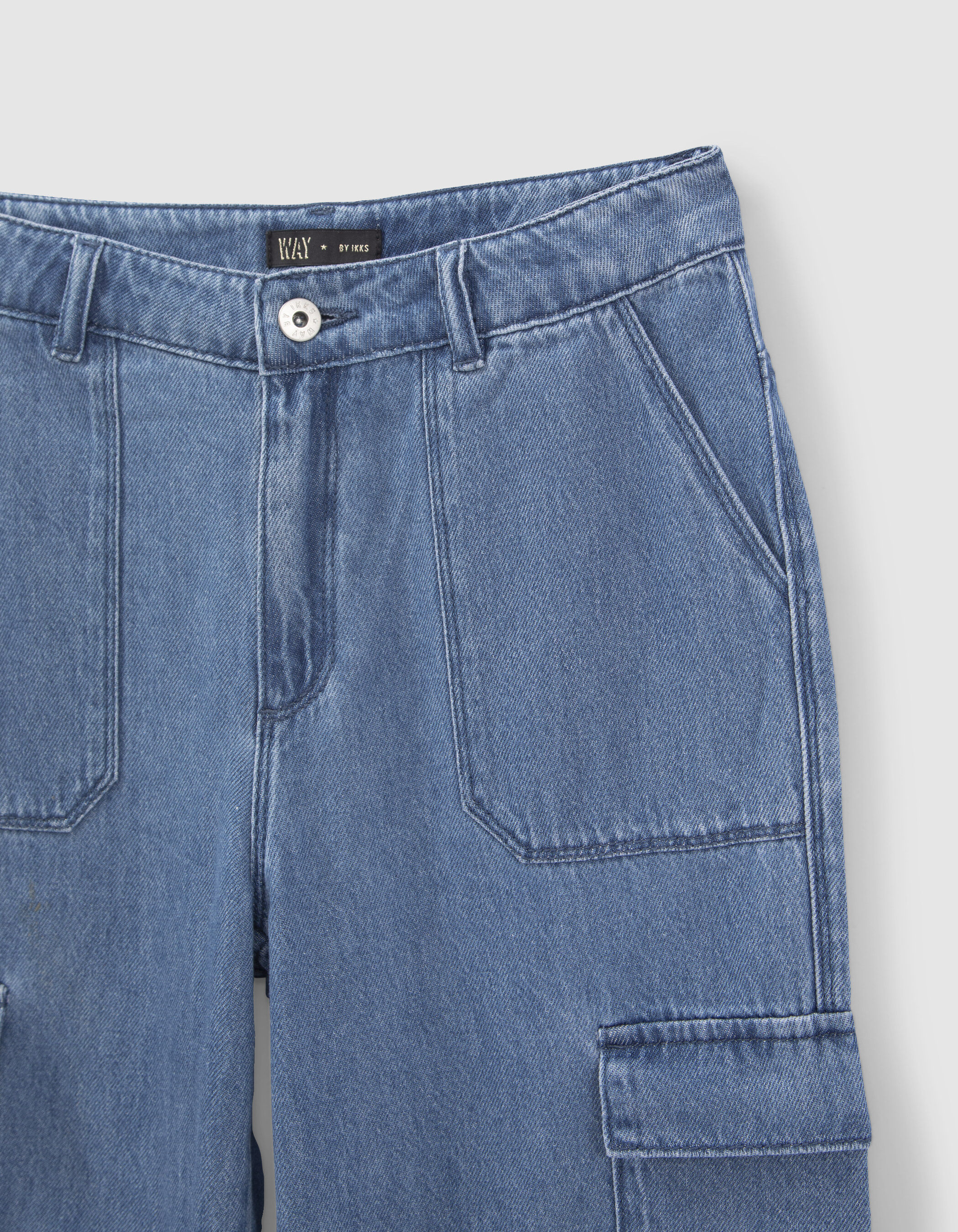 Girls blue COMBAT extra wide leg jeans