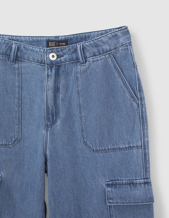 Blauwe BATTLE-jeans extra wijd meisjes-4