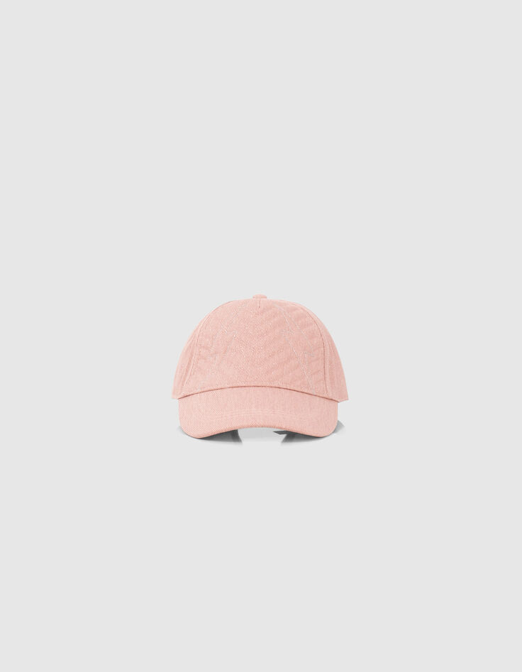 Casquette rose pailleté broderies éclairs fille-3