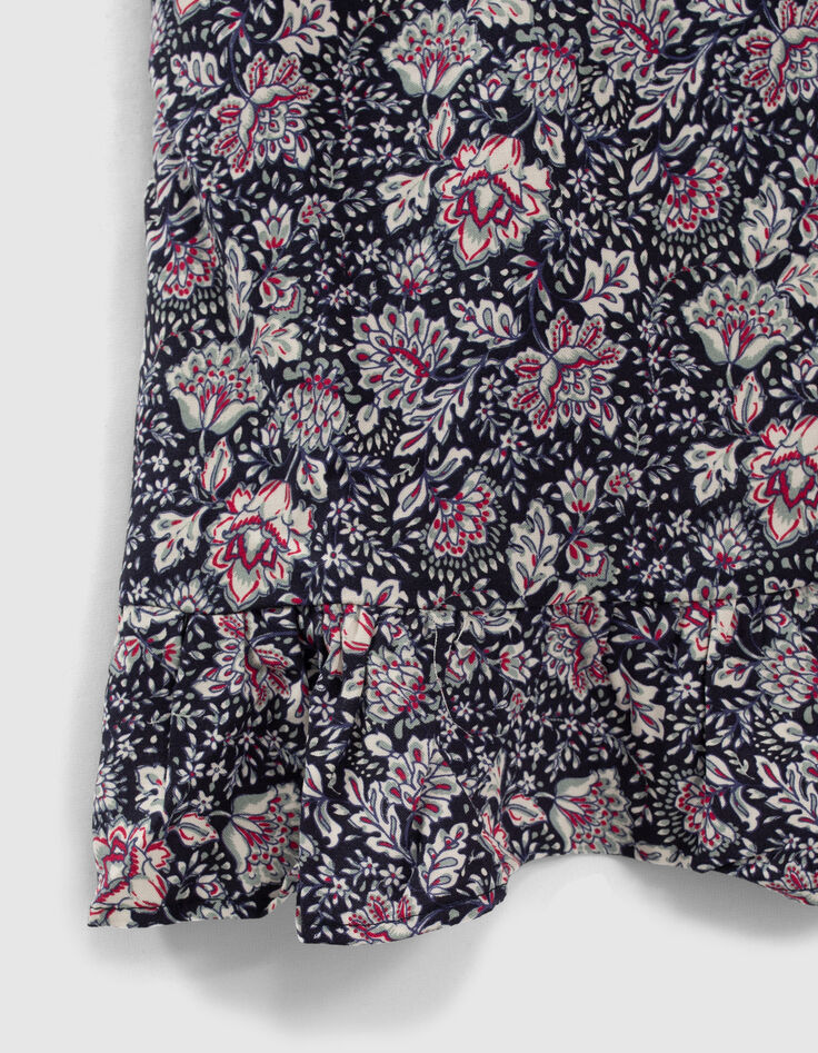 Marineblauer EcoVero™-Mädchenrock mit Blumenprint-5