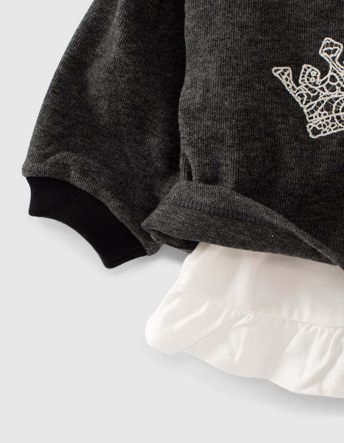 Baby girls’ 2-in-1 black sweatshirt/ecru T-shirt - IKKS