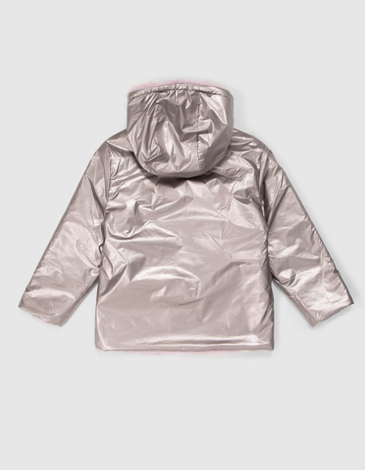 Omkeerbare pufferjas lichtpaarse Sherpa en brons meisjes-2