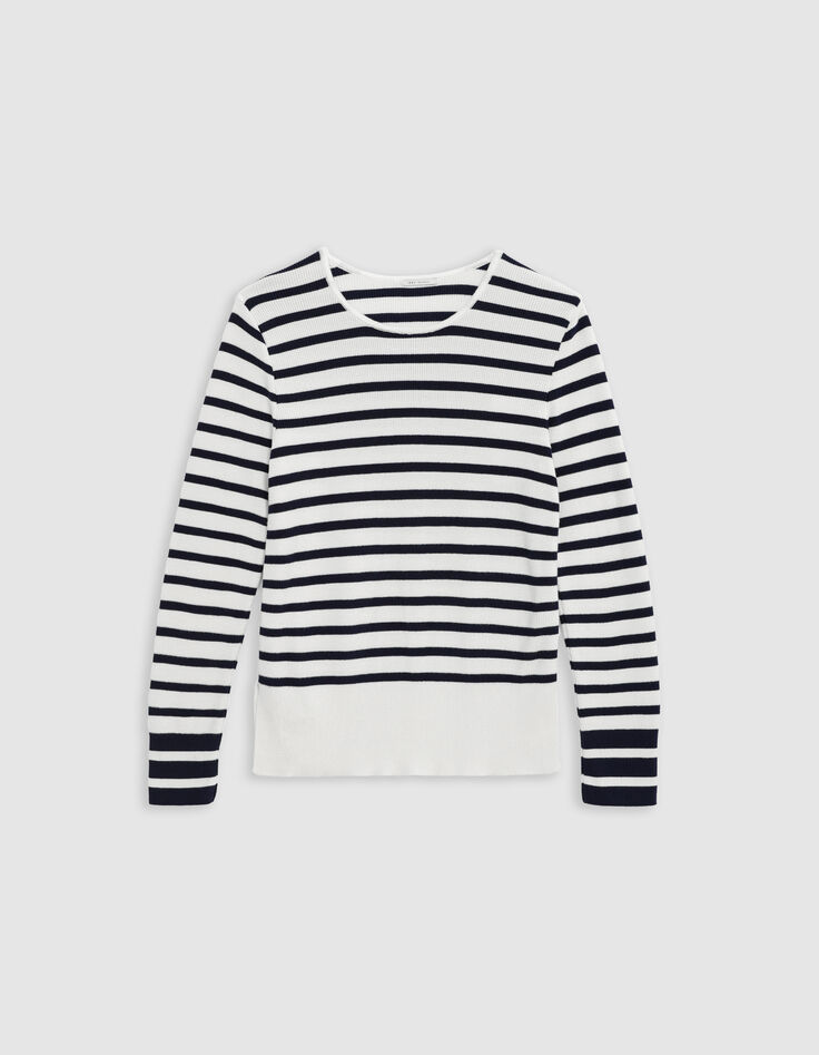 Pull marinière tricot avec badge Femme-7