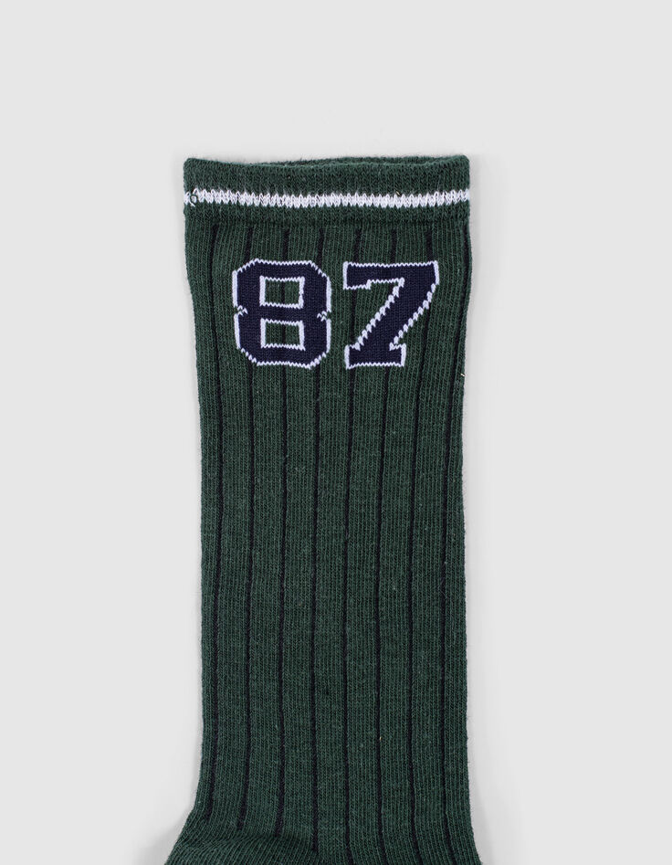 Jungensocken in englisch Grün und Weiß mit Streifen-5