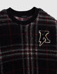 Boy's black recycled sherpa plaid sweatshirt-2