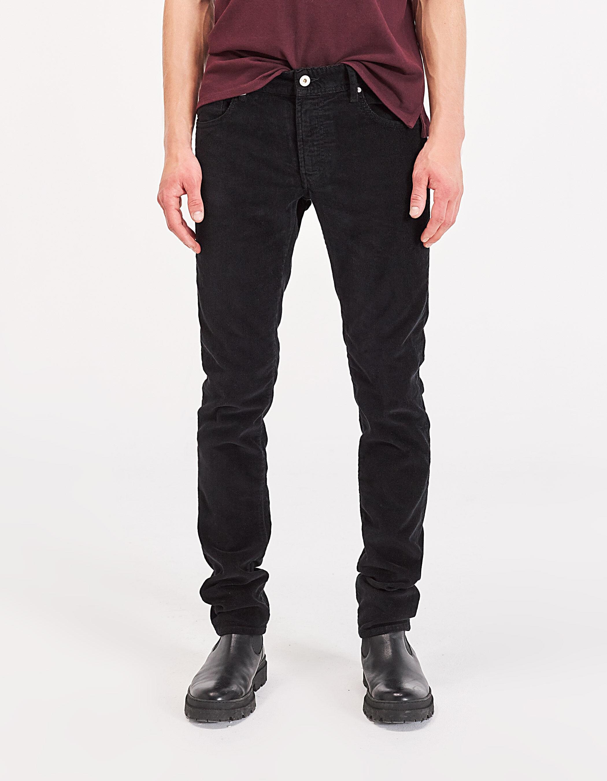 Pantalon SLIM noir velours milleraies Homme