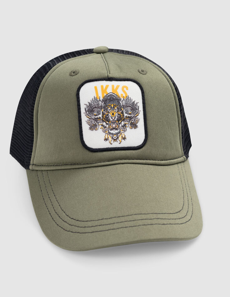 Casquette kaki et noire badge tigre garçon-5
