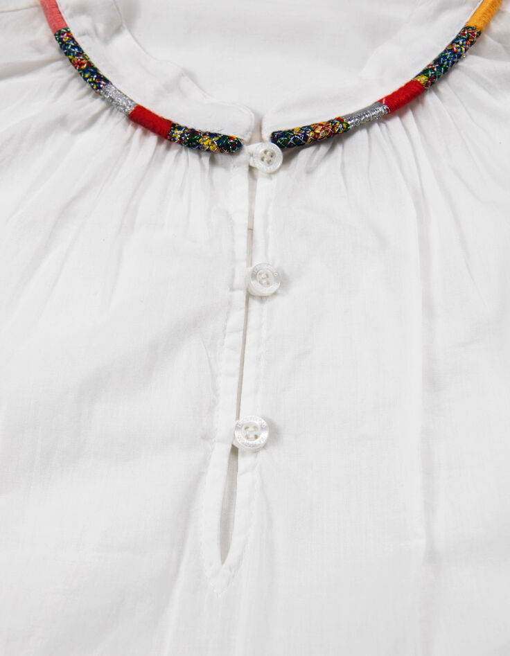 Cremewei&szlig;e Damenbluse mit bunter Garnstickerei-5