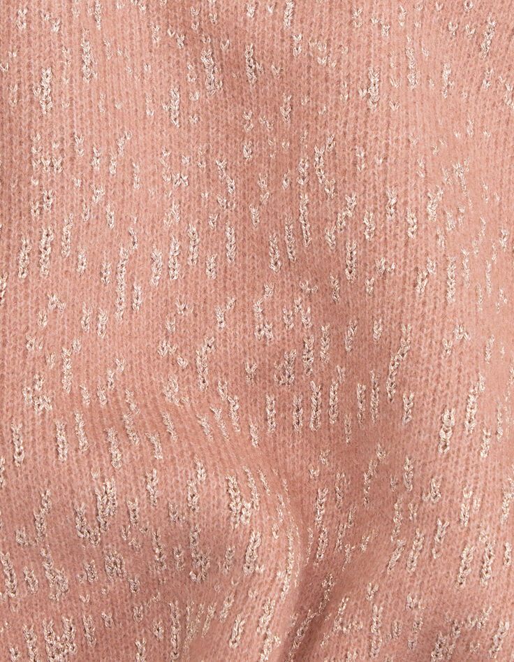 Roze jacquard lurex meisjesjurk-7