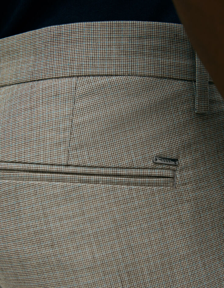 Pantalones SLIM beige falso liso cuadros Hombre-4