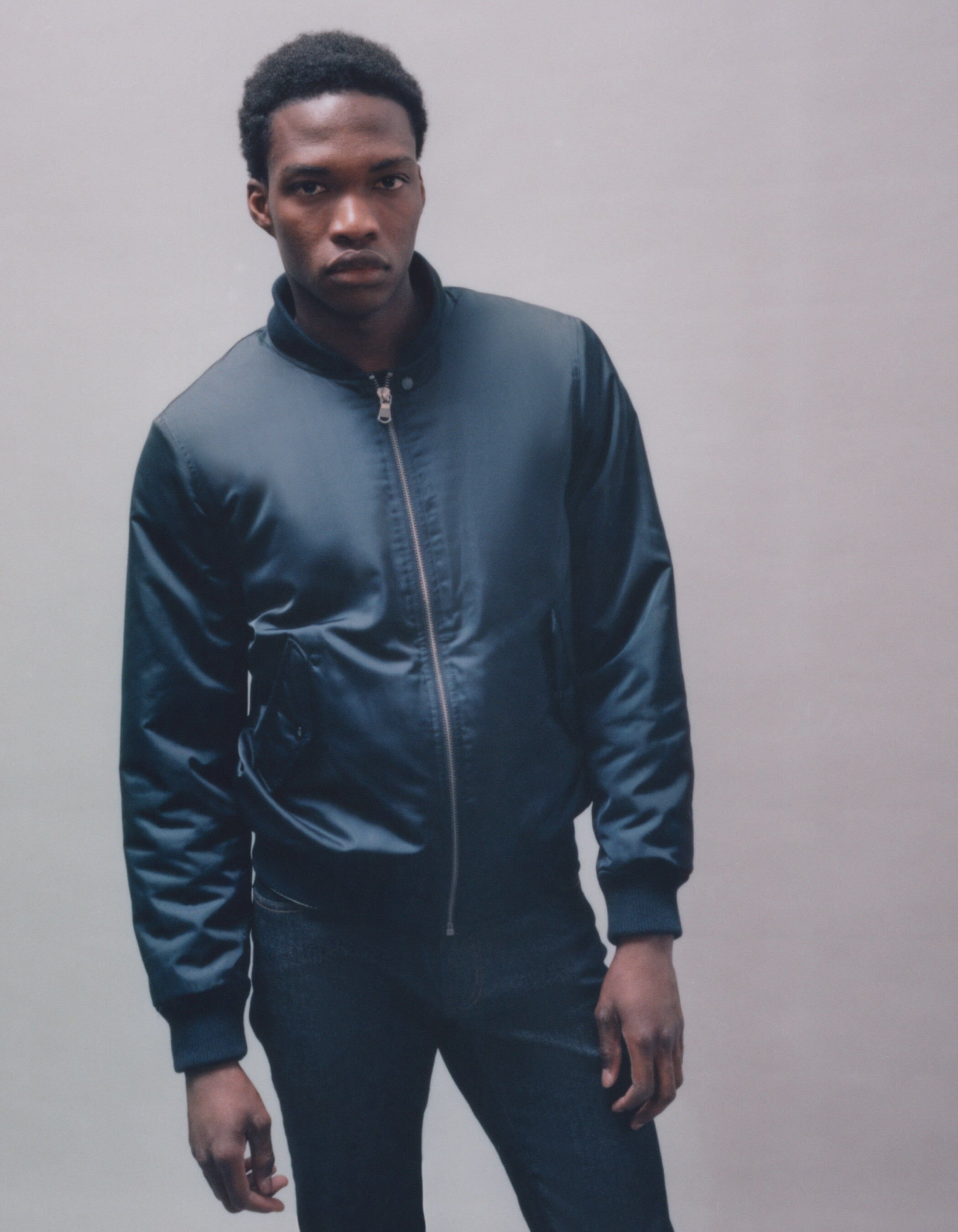 Men's satin bomber discount jacket