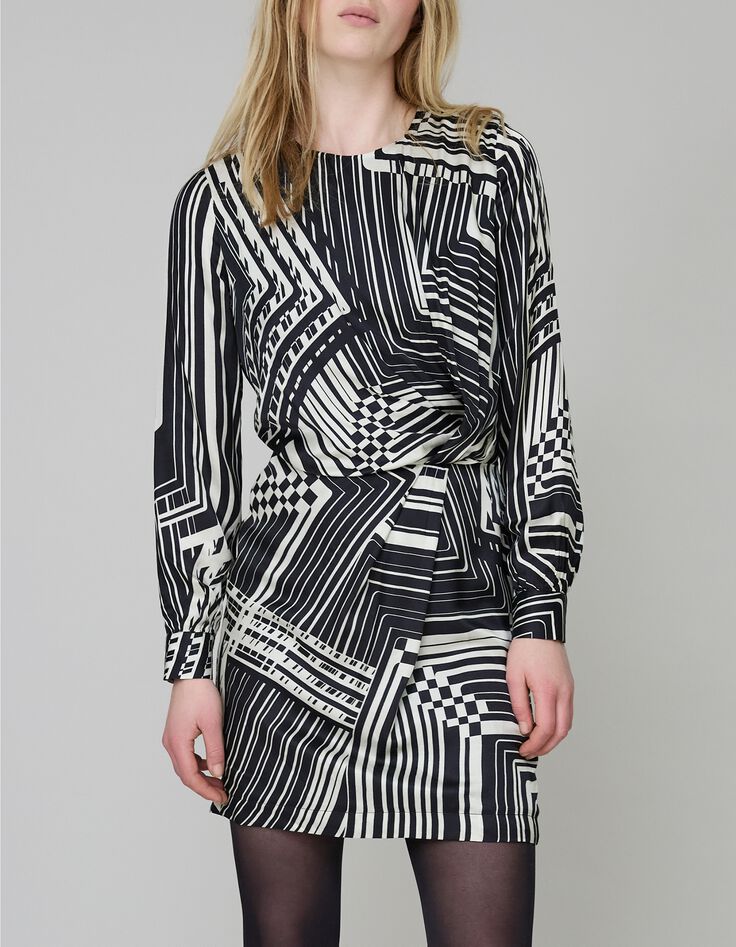 Pure Edition-Robe noire drapée graphique Art Déco Femme-2 Pure Edition-Robe noire drapée graphique Art Déco Femme-2