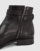 Men’s black leather boots with buckled strap-5