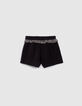 Shorts reversibles negro y estampado tachista bebé niña-4