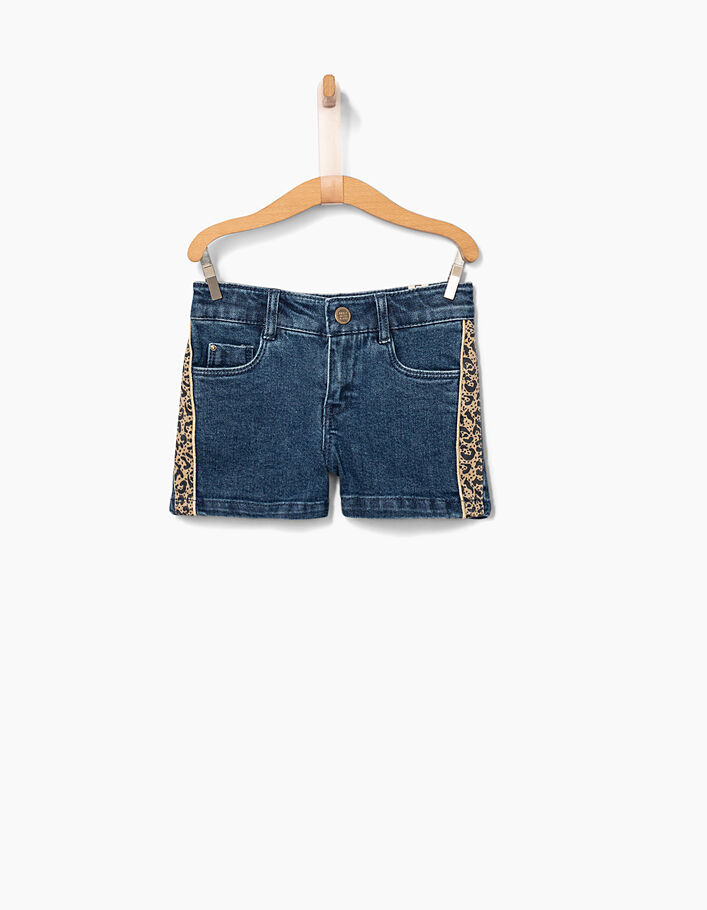 Stone blue jeansshort met luipaard voor meisjes - IKKS