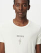 Weißes Herren-T-Shirt kurze Ärmel Handmotiv-4