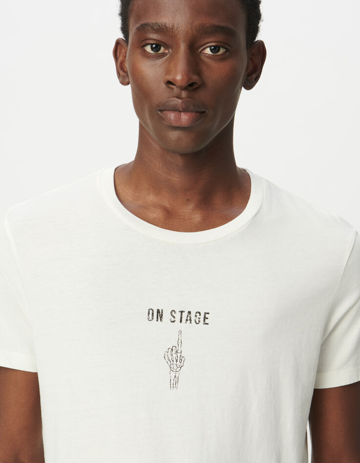 Weißes Herren-T-Shirt kurze Ärmel Handmotiv-4