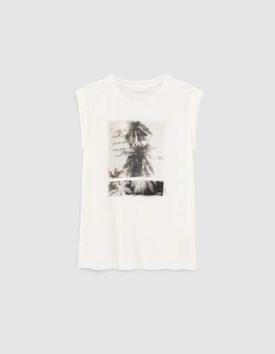 Pure Edition – Women’s ecru palm-tree print T-shirt - IKKS
