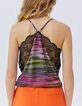 Women’s black lace and print camisole-2