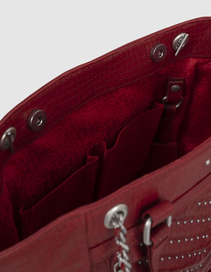 Women's red croc-embossed leather Medium 1440 tote bag