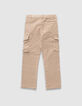 Pantalon droit beige esprit battle garçon-5
