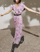 Women’s fuchsia floral bandana print long dress-8
