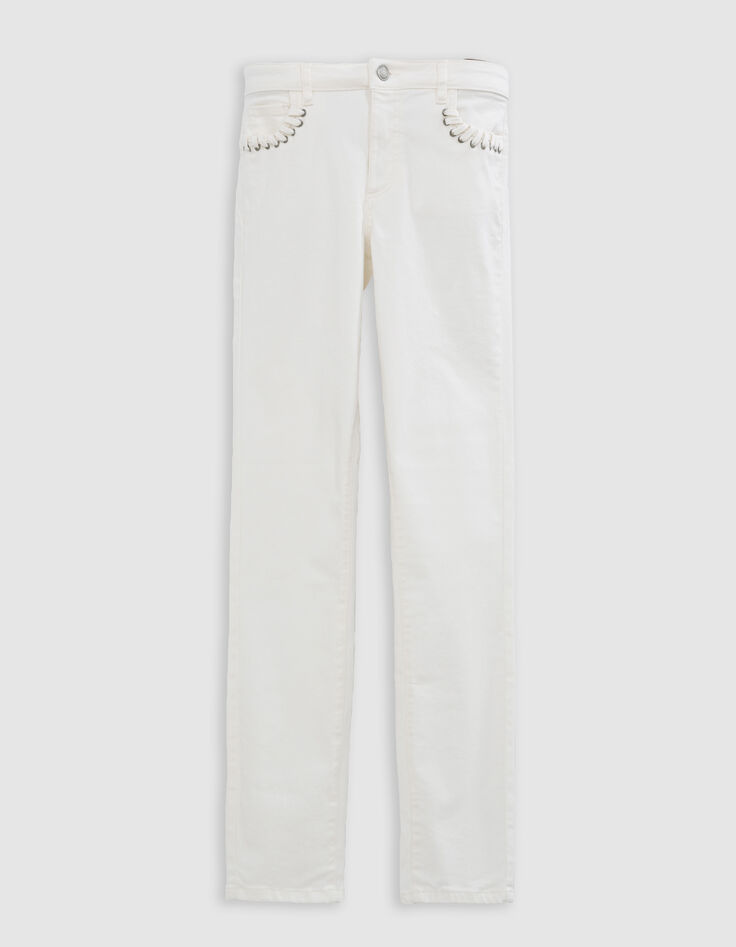 Jean slim blanc Powerstretch laçage poches Femme-7