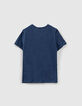 T-shirt indigo à visuel lynx en ville garçon -3