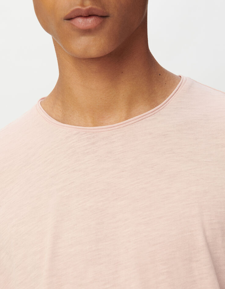 Camiseta L'Essentiel rosa algod&oacute;n cuello redondo hombre-4