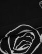 Pull col montant noir tricot jacquard motif roses femme-3