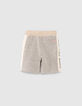Graue Jungensweatbermudas mit beigen Seitenb&auml;ndern-2