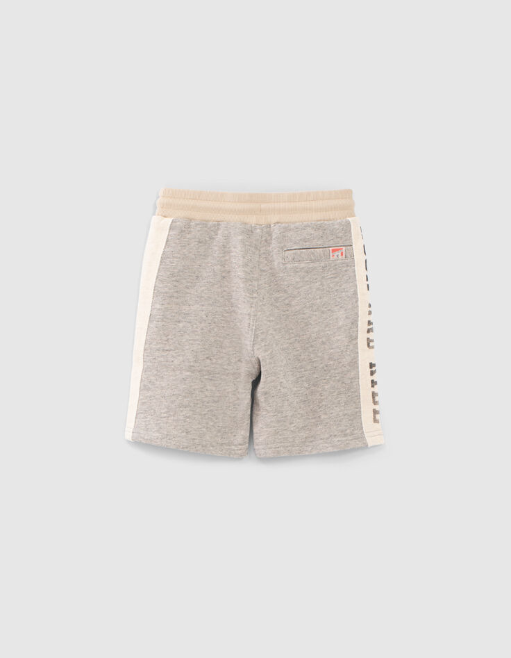 Graue Jungensweatbermudas mit beigen Seitenb&auml;ndern-2