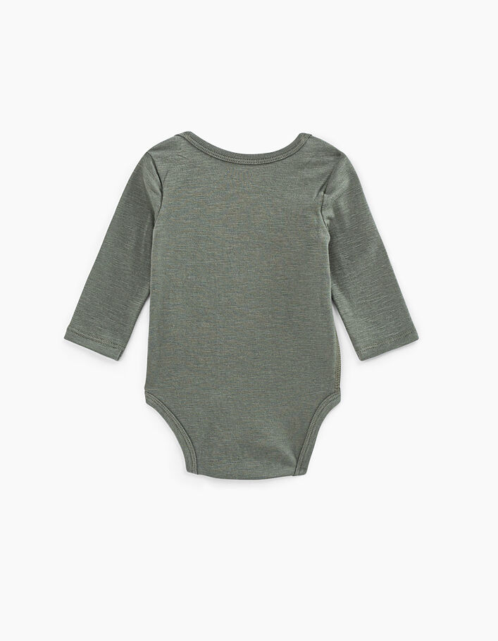 Baby’s light khaki organic cotton bodysuit to personalise - IKKS