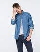 Chemise en jean REGULAR indigo à boutons pressions Homme-3