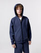 Cardigan relaxed bleu zippé molleton garçon-1