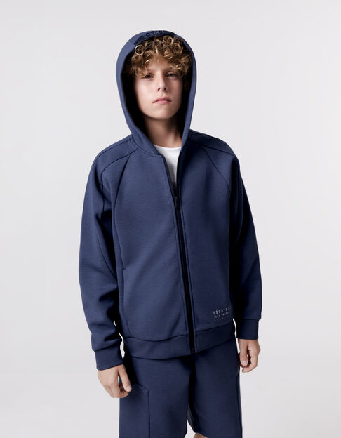 Cardigan relaxed bleu zippé molleton garçon - IKKS