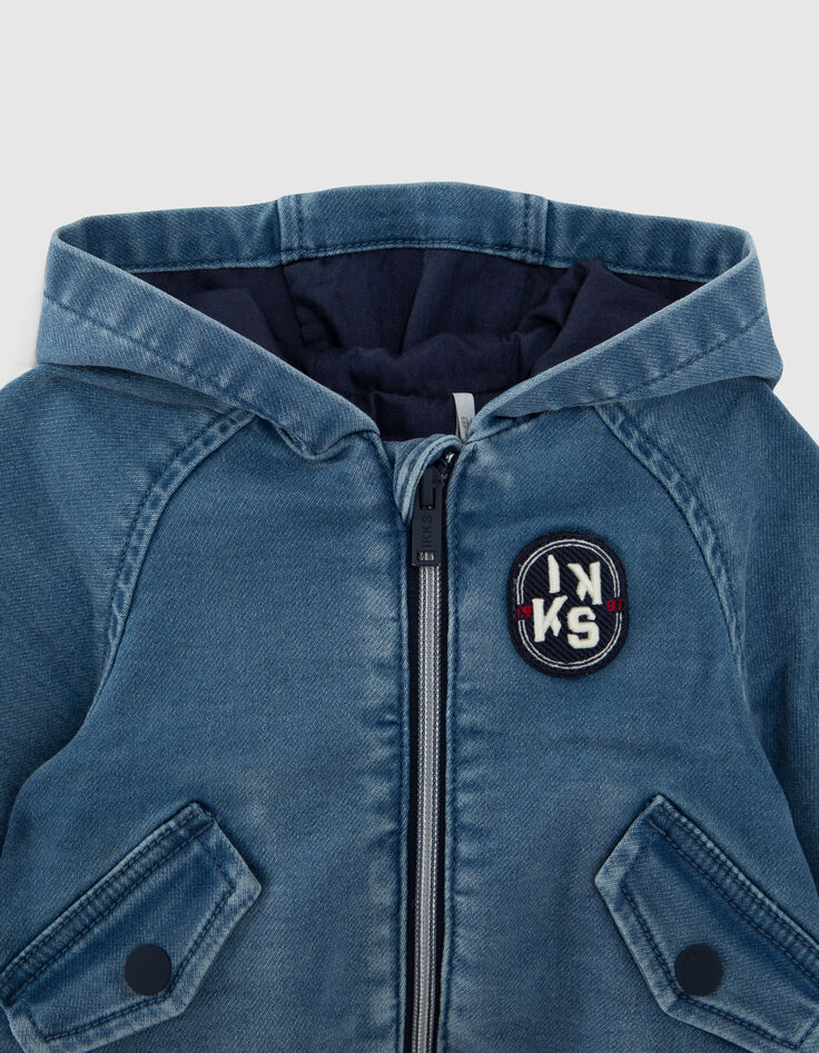 Veste en jean bleu broderie dos b&eacute;b&eacute; gar&ccedil;on-2