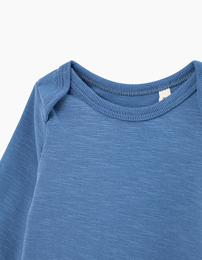 Baby’s medium blue organic cotton bodysuit to personalise - IKKS