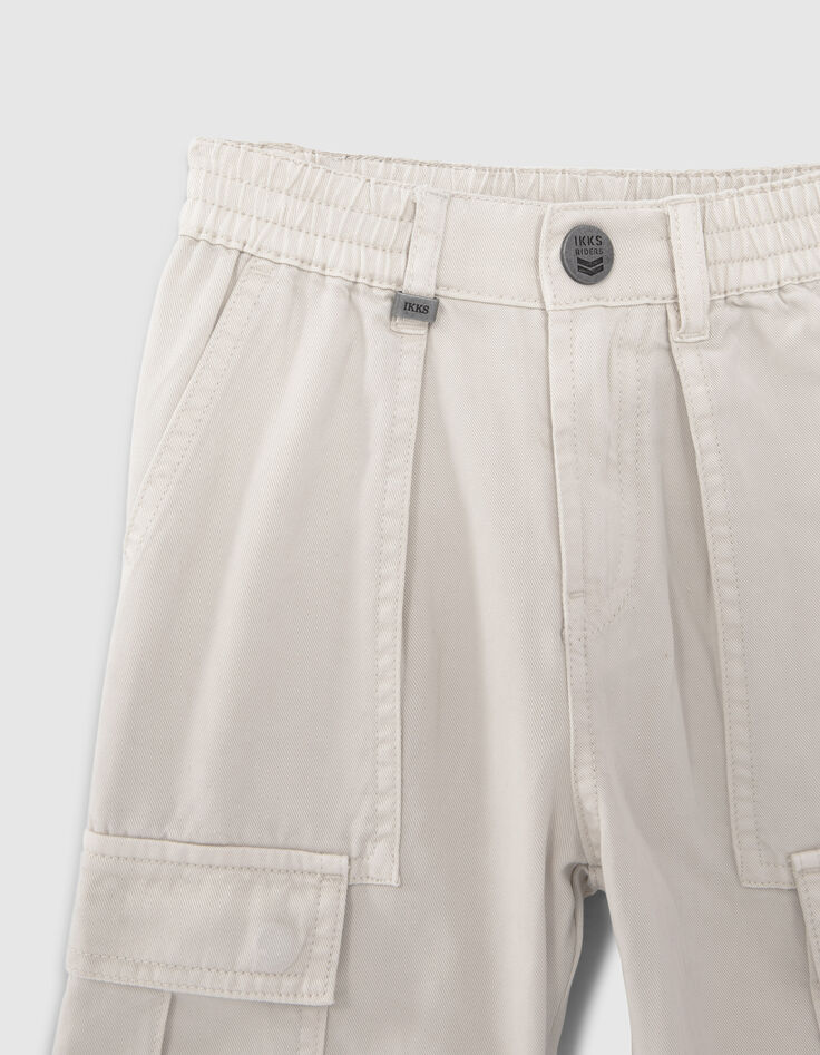 Boys’ beige CARGO trousers with elasticated waist-2