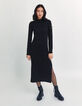 Robe longue en maille col roulé chevrons bijoux femme-6