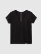 Schwarzes Spitzen-T-Shirt für Frauen eingelegt-4