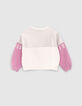 Sweater gebroken wit, zilver en lichtpaars tekst meisjes-2